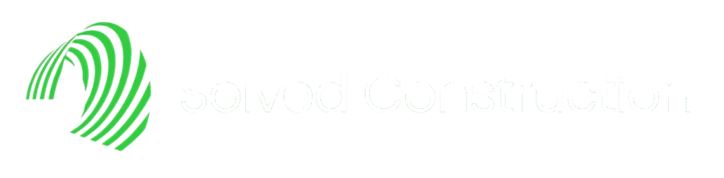 Solved Construction logo featuring green wavy lines and text, representing a trusted building and renovation company in Wakefield.