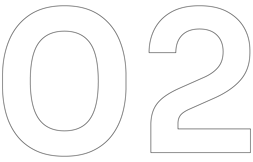 Large outline numbers "0" and "2" representing the sequence in construction processes, relevant to Solved Construction's building and renovation services in Wakefield.